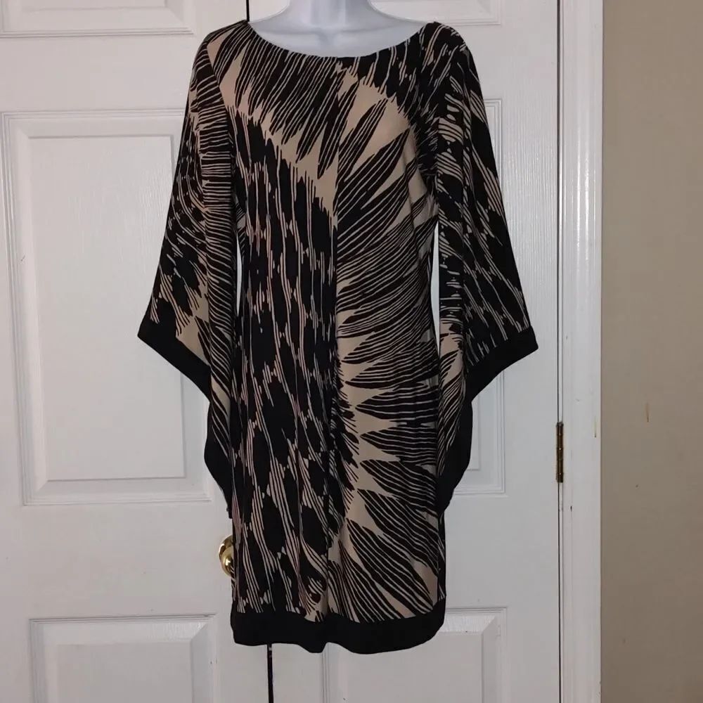 Bisou Bisou Sheath Dress Bell Sleeve Black/Brown
